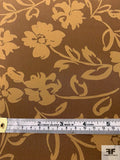 Floral Silhouette Printed Silk Crepe de Chine - Brown / Tan