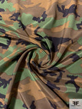 Camouflage Printed Silk Crepe de Chine - Army Green / Browns / Black