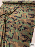 Camouflage Printed Silk Crepe de Chine - Army Green / Browns / Black