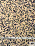 Animal Pattern Web Printed Silk Crepe de Chine - Tan / Navy