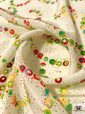 Circles in Swirl Printed Silk Crepe de Chine - Yellow / Greens / Red / Off-White