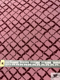 Wavy Diagonal Basketweave Printed Silk Crepe de Chine - Maroon / Light Pink