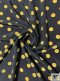 Classic Polka Dot Printed Silk Crepe de Chine - Black / Antique Gold
