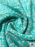 Animal Pattern Web Printed Silk Crepe de Chine - Turquoise / Grey