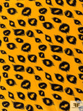 Animal Pattern Printed Silk Crepe de Chine - Golden Yellow / Black / Khaki