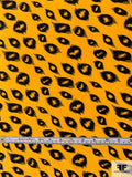 Animal Pattern Printed Silk Crepe de Chine - Golden Yellow / Black / Khaki
