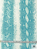 Snakeskin Printed Heavy Stretch Silk Georgette - Teal / Seafoam / Off-White
