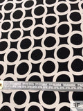 Circles Grid Printed Silk Crepe de Chine - Black / Off-White