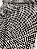 Circles Grid Printed Silk Crepe de Chine - Black / Off-White