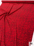 Animal Pattern Web Printed Silk Crepe de Chine - Red / Black