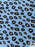 Animal Pattern Printed Silk Crepe de Chine - Periwinkle Blue / Black / Grey