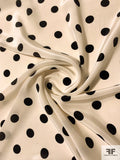 Classic Polka Dot Printed Silk Crepe de Chine - Black / Ivory