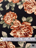 Autumn Floral Printed Silk Crepe de Chine - Sage / Cinnamon Brown / Beige / Black