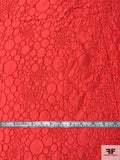 Circle Cluster Textured Silk and Cotton Brocade - Punch Red / White