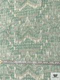Italian 2-Ply and Yarned Ethnic Design Novelty Brocade - Faded Seafoam / Off-White / Silver