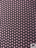 Italian Circle Dot Textured Brocade - Orchid Pink / Sage / Black