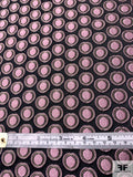 Italian Circle Dot Textured Brocade - Orchid Pink / Sage / Black