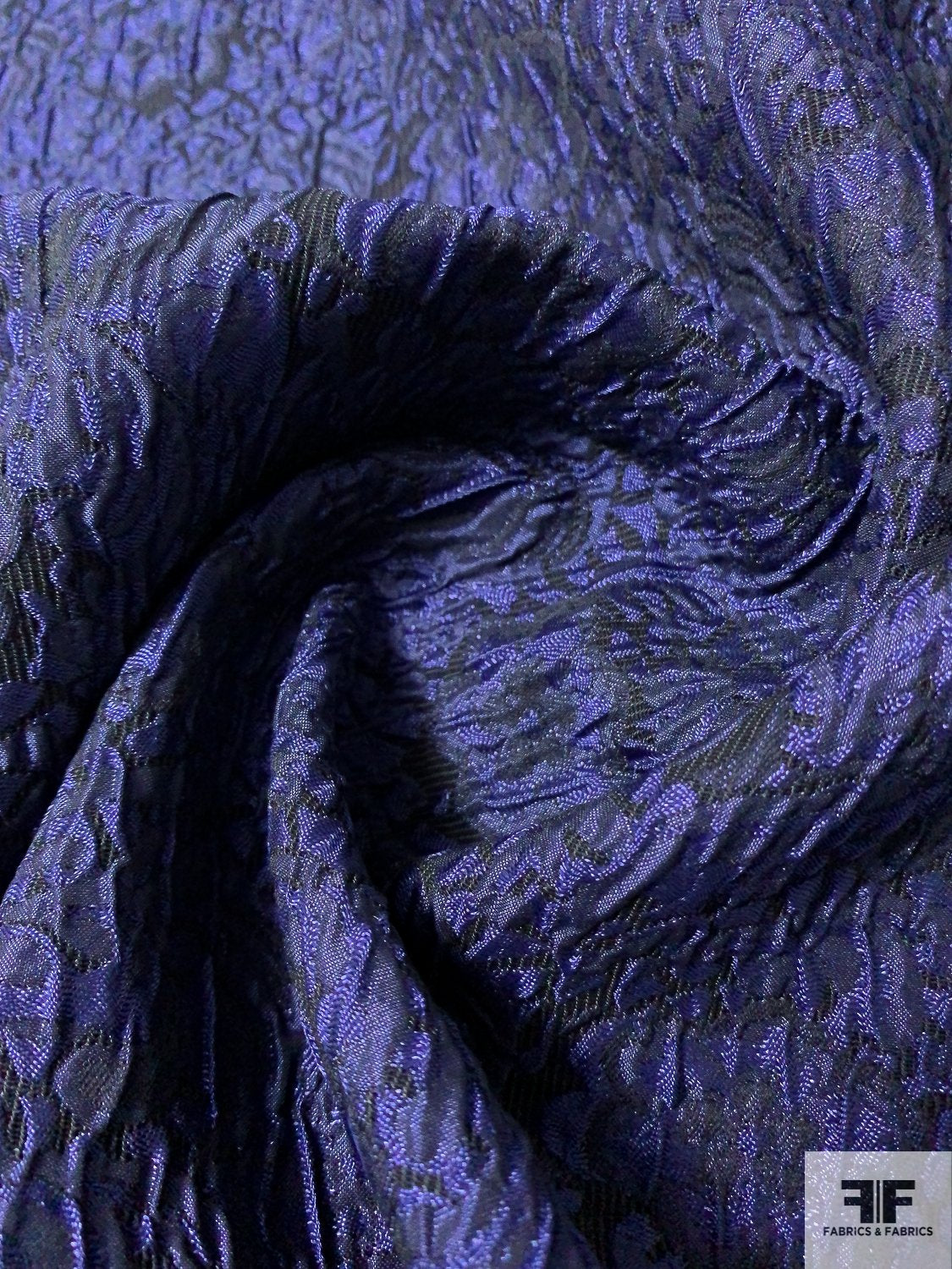 Pucker Textured Floral Brocade - Deep Navy Purple
