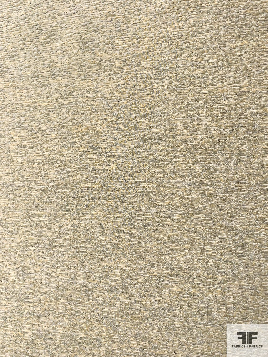 Italian Squiggle Pattern Silk Blend Novelty Brocade - Shimmery Cream / Gold / White