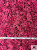 Romantic Sketch-Like Floral Brocade - Berry Pink / Magenta / Black