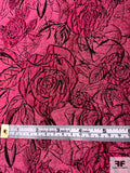 Romantic Sketch-Like Floral Brocade - Berry Pink / Magenta / Black