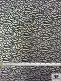 Reversible Line Maze Floral Metallic Brocade - Silver / Black
