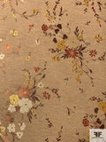 French Autumn Floral Bouquets Brocade - Light Brown / Brown / Yellow Gold / Rust
