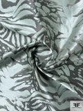 Italian Nautical Leaf Inspired Yarn-Dyed Silk and Poly Zibeline - Pale Seafoam / Dark Grey