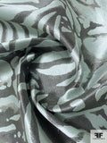 Italian Nautical Leaf Inspired Yarn-Dyed Silk and Poly Zibeline - Pale Seafoam / Dark Grey