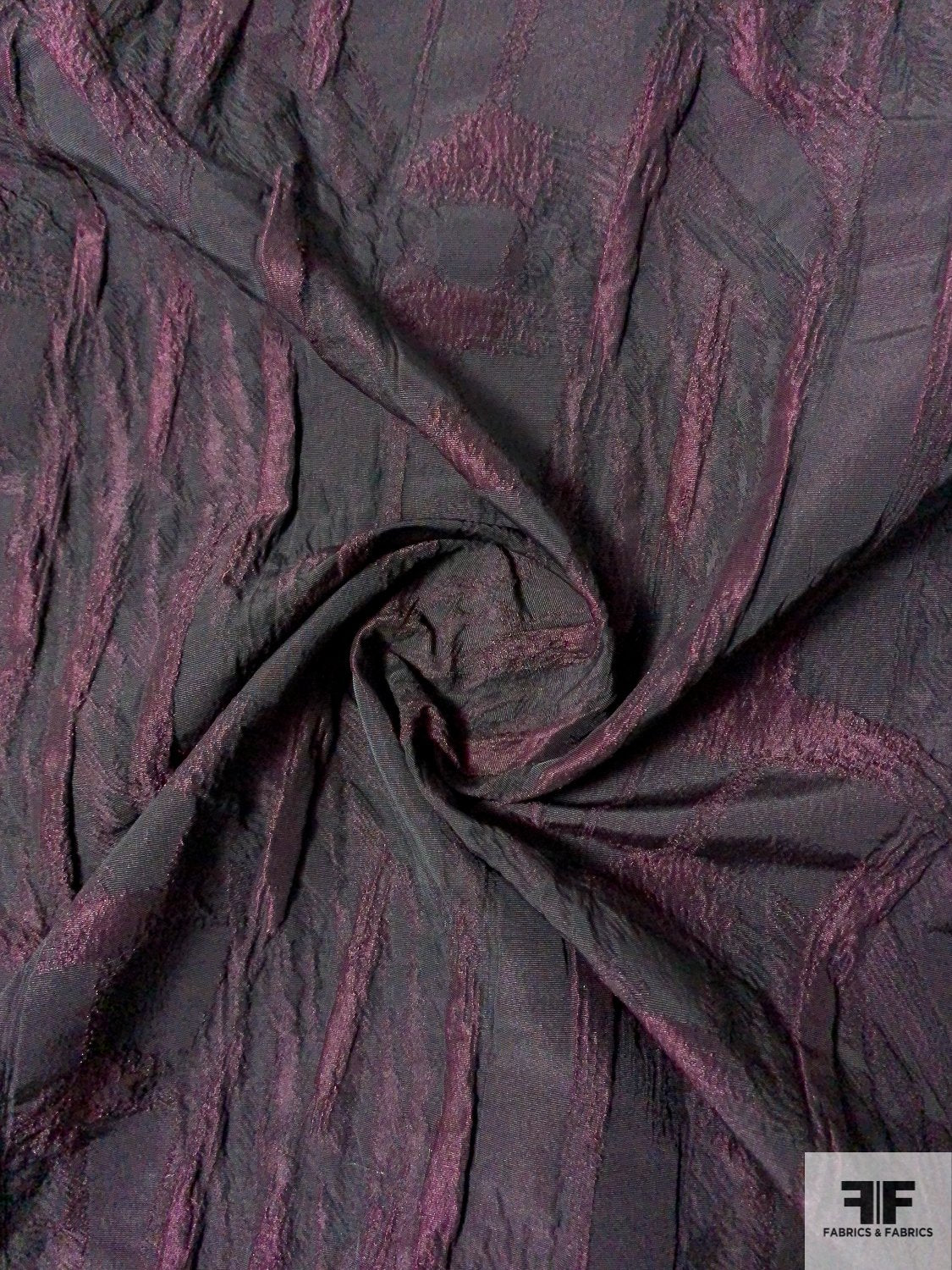 Vertical Streak Textured Brocade - Eggplant / Black