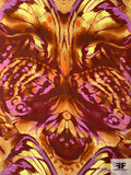 Fiery Gothic Tribal Printed Silk Crepe de Chine - Red / Orange / Yellow / Orchid