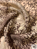 Tentacle Landscape Printed Silk Habotai - Brown / Tan / Cream