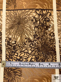 Tentacle and Floral Grid Printed Silk Habotai - Caramel / Brown / Tan / Cream