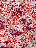 Wavy Animal Pattern Collage Printed Silk Crepe de Chine - Magenta / Red / Ecru / Off-White
