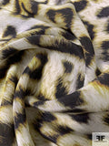 Hazy Animal Pattern Silk Crepe de Chine - Grey / Black / Olive Green