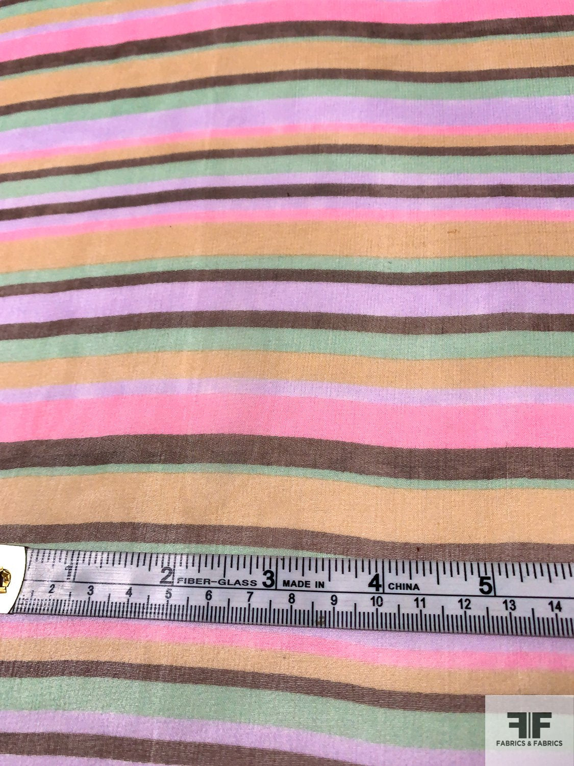 Horizontal Striped Printed Silk Chiffon - Multicolor