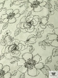 Floral Sketch Printed Silk Chiffon - Light Sage / Dark Sage