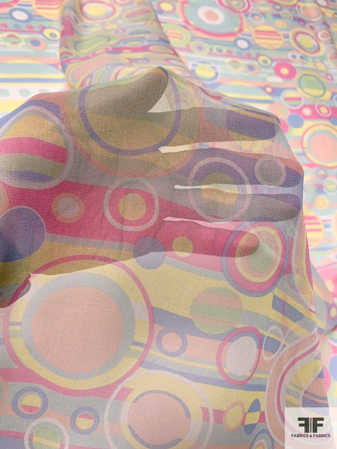 Groovy Circle Discs Printed Silk Chiffon - Multicolor