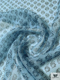 Ditsy Floral Printed Silk Chiffon - Blue Teal