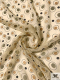 Googly Circles Printed Silk Chiffon - Cream / Olive / Khaki / Black