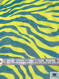 Vibrant Tiger Pattern Printed Silk Chiffon - Chartreuse / Teal