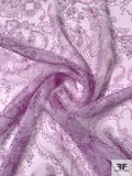Groovy Paisley Printed Silk Chiffon - Lilac / Hot Purple