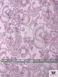 Groovy Paisley Printed Silk Chiffon - Lilac / Hot Purple