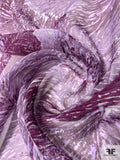 Dusty Leaf Sketch Printed Silk Chiffon - Grape Purple / Lilac / Lavender