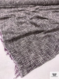Italian Loosely Woven Cotton Blend Tweed Suiting - Eggplant / White
