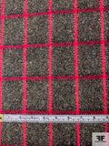 Italian Windowpane Jacket Weight Lambswool Donegal Tweed - Red / Black / Cream