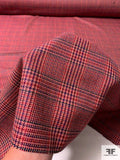 Italian Glen Plaid Jacket Weight Wool Suiting - Red / Pink/ Purple