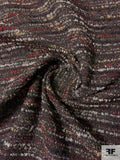Italian Wool Boucle Couture Tweed Suiting with Lurex - Dark Chocolate / Burgundy / Grey / Black