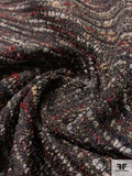 Italian Wool Boucle Couture Tweed Suiting with Lurex - Dark Chocolate / Burgundy / Grey / Black