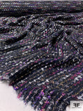 Italian Glam Couture Wool Tweed with Lurex Fringe - Black / Silver / Gold / Magenta / Purple